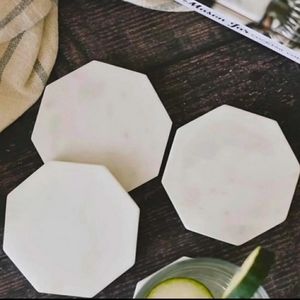 Zeal Living White and Grey Marble Geometric Designed Coasters New With Tags